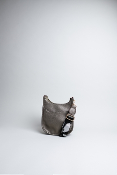 Handbag Wide Strap Snap Button Dark Pewter